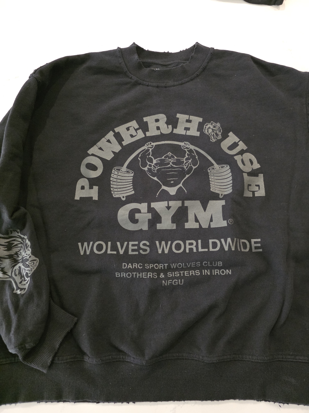 Darc Sport Powerhouse Of The Wolves Black Crewneck Sweatshirt Box Cut